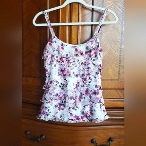 White House Black Market Multi-Colored Tiered Floral Top Size XXS